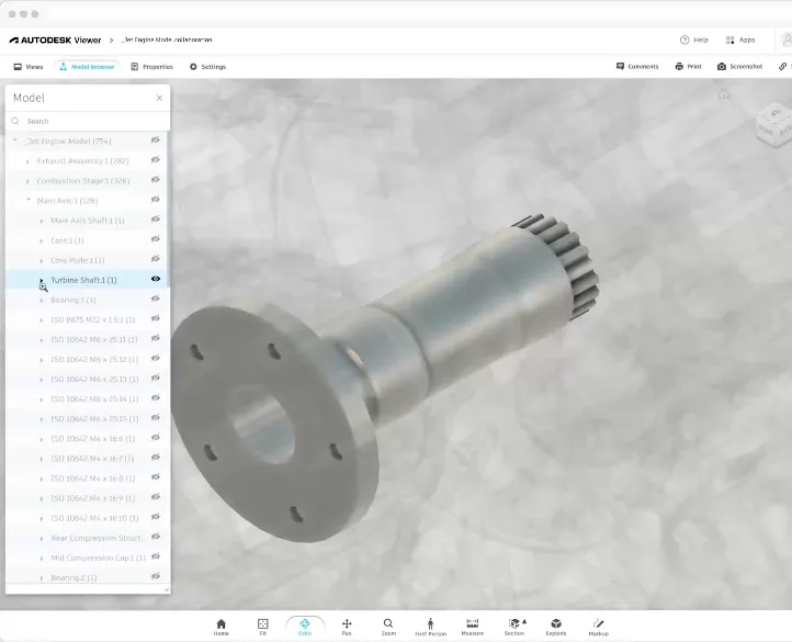 Captura de la interfaz de Autodesk Viewer